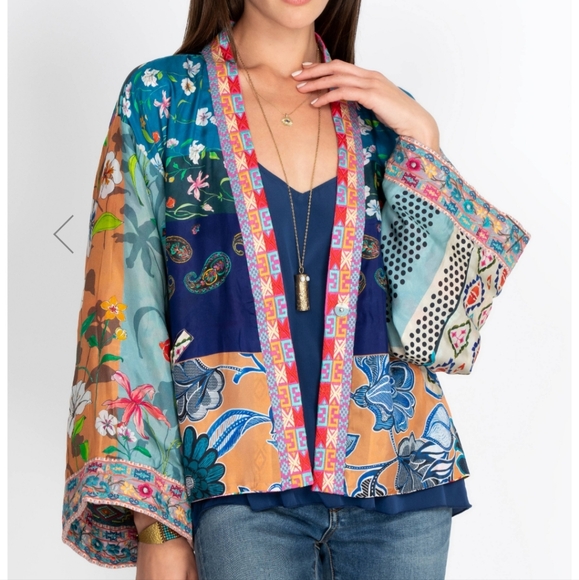 JOHNNY WAS DREAMER PRINT REVERSIBLE SILK  KIMONO W/EMBROIDERY SZ. MD! - Picture 16 of 16